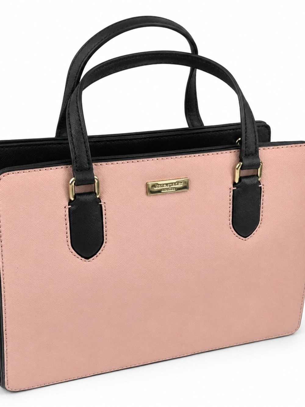 kate spade Blush Pink and Black Structured Satchel NEW